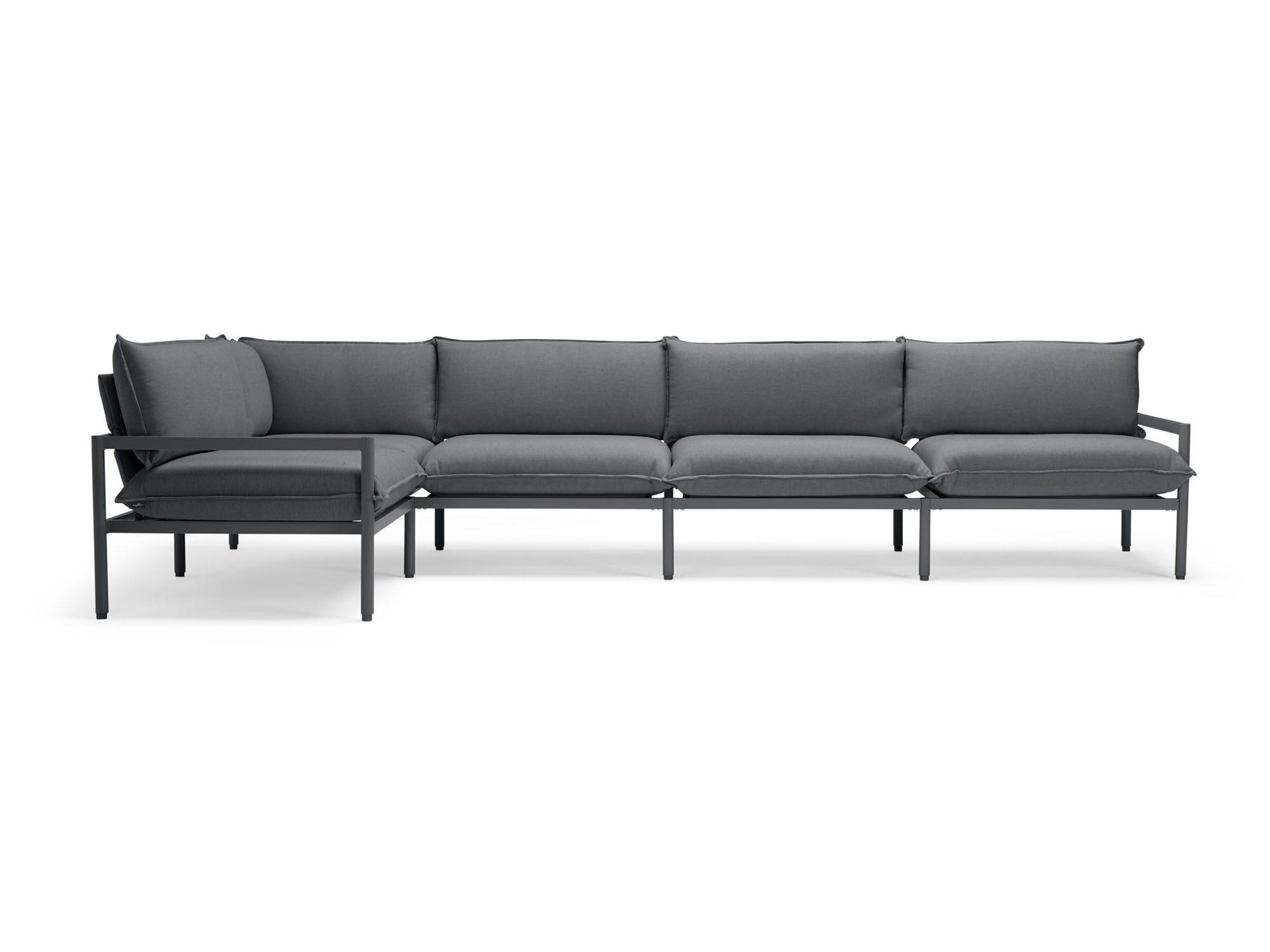 Front view of black 5-piece outdoor sectional sofa